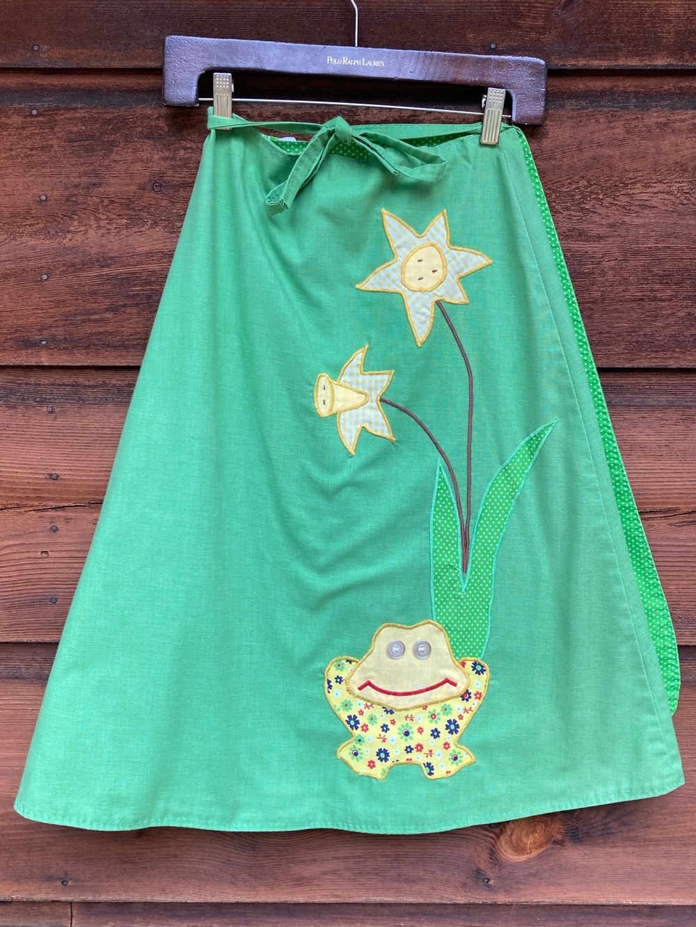Vintage Wrap Skirt Frog & Flowers Polka Dots